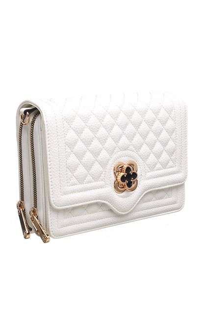 Bessie London - QUILTED FLAP OVER CROSS BODY BAG: Black