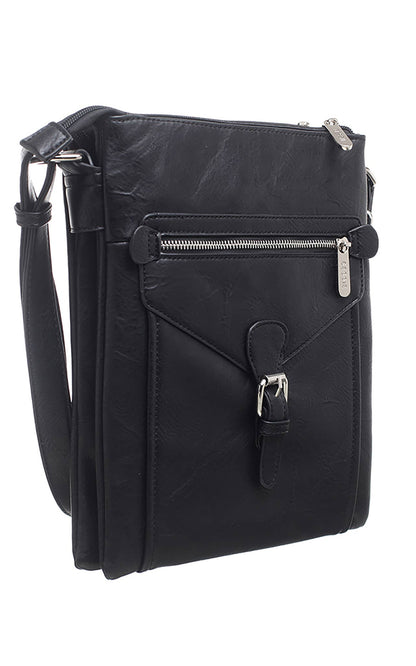 Bessie London - 3 Pocket Messenger Bag: PURPLE