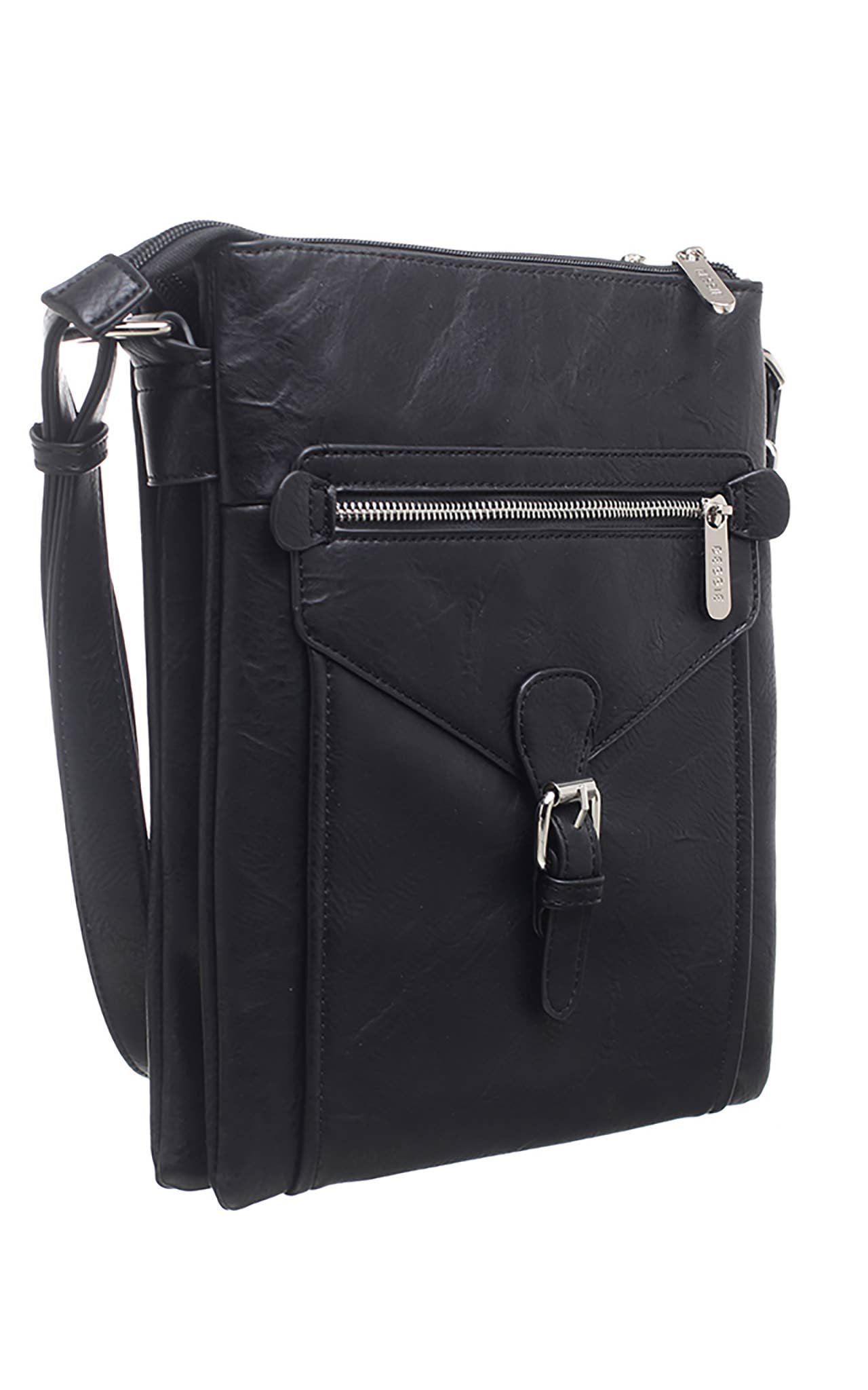 Bessie London - 3 Pocket Messenger Bag: TAN