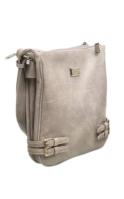 Bessie London - CLASSIC BUCKLE ZIPPER BAG: TAN