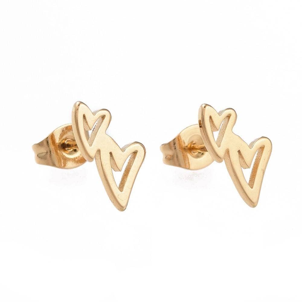 WishStrings - SALE - Gold Hearts - Stud Earrings - S080