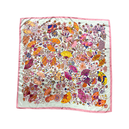Lili Scarves - Butterfly Pattern Silk Touch Square Scarf: Yellow