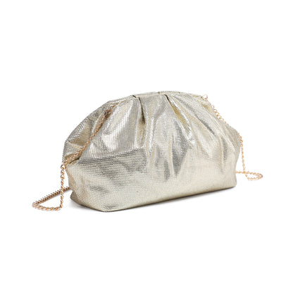 Kiss Clasp Soft Shimmery Cross Body Bag: Gold