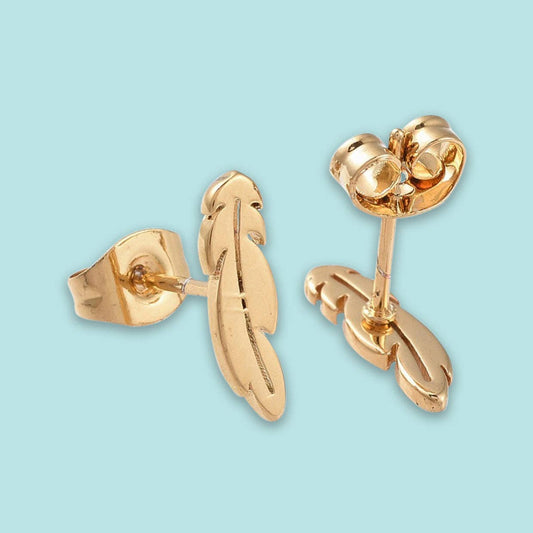 WishStrings - SALE - Golden Feathers - Stud Earrings - S077