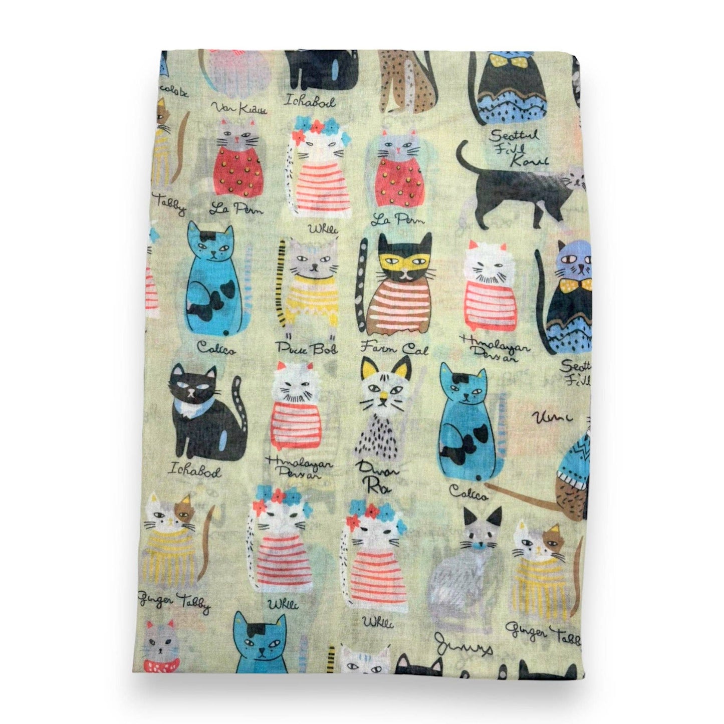 Lili Scarves - Mixed Cat Digital Print Scarf: Black