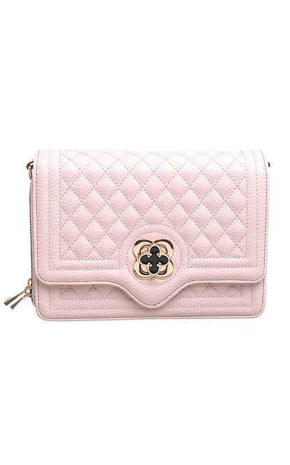 Bessie London - QUILTED FLAP OVER CROSS BODY BAG: Black