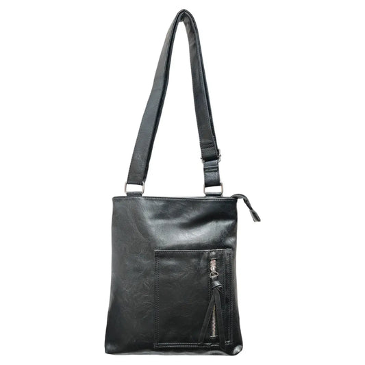 Superbia - Superbia Classic Front Pocket Messenger Bag Cross Body 9130: Black