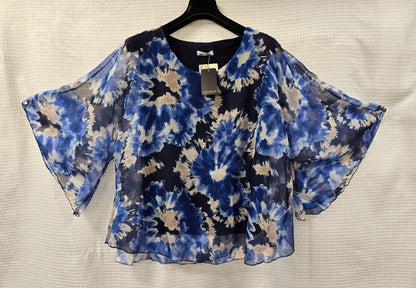 Kurt Muller - Tye Dye Silky Blouse: Sky Blue