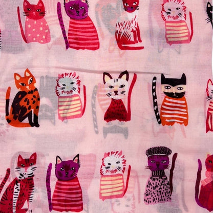 London Scarves - Cats wearing hats print scarf: Blue