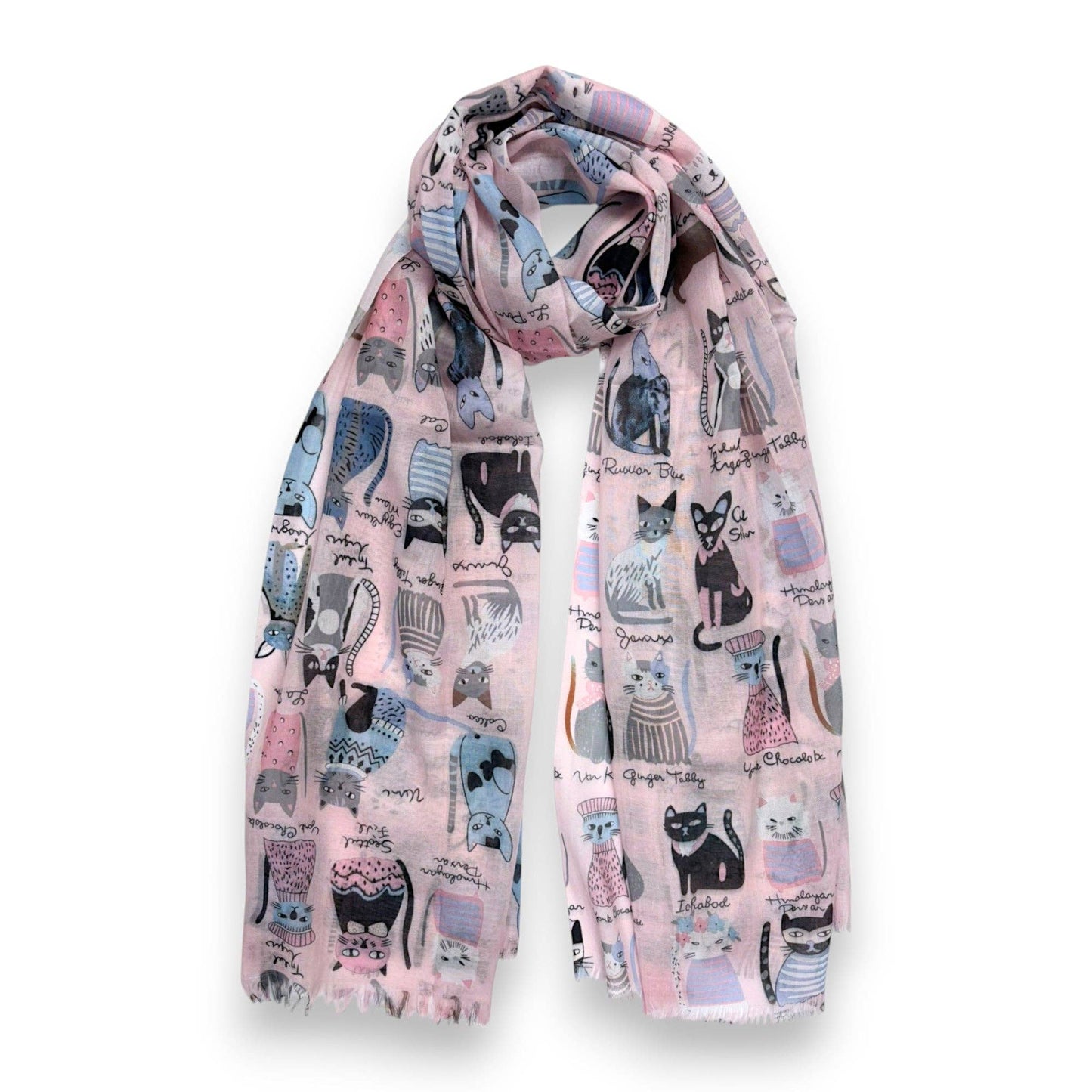 Lili Scarves - Mixed Cat Digital Print Scarf: Black