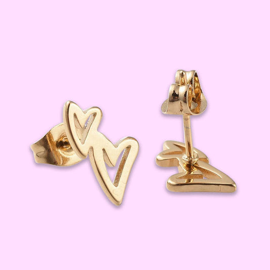 WishStrings - SALE - Gold Hearts - Stud Earrings - S080