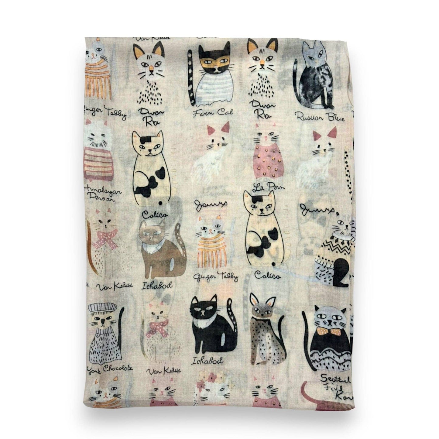 Lili Scarves - Mixed Cat Digital Print Scarf: Black
