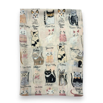 Lili Scarves - Mixed Cat Digital Print Scarf: Black