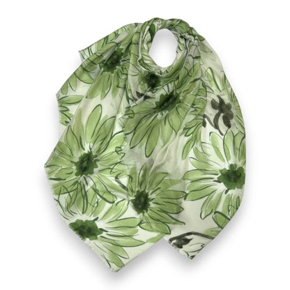 Lili Scarves - Big Daisy Print Scarf: Blue