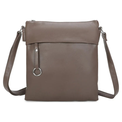 Soft Pu Silver-toned Cross Body Bag Shoulder  -Black