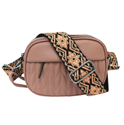 Superbia - Double Zipper Quilted Camera Bag Cross Body Bag Pewter: Teal