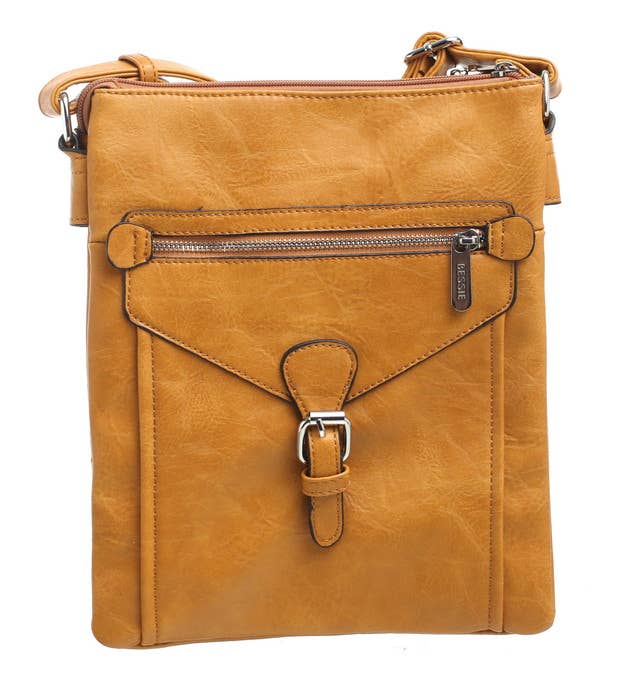 Bessie London - 3 Pocket Messenger Bag: PURPLE