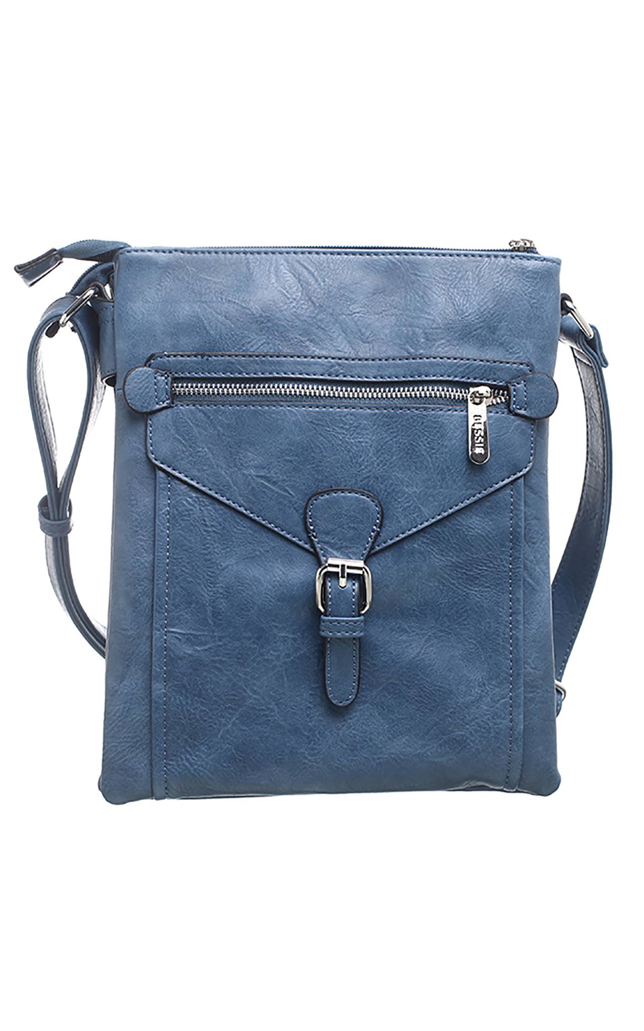 Bessie London - 3 Pocket Messenger Bag: PURPLE