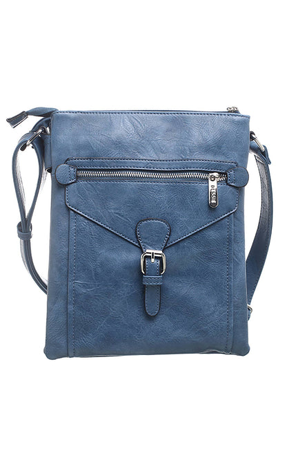 Bessie London - 3 Pocket Messenger Bag: PURPLE