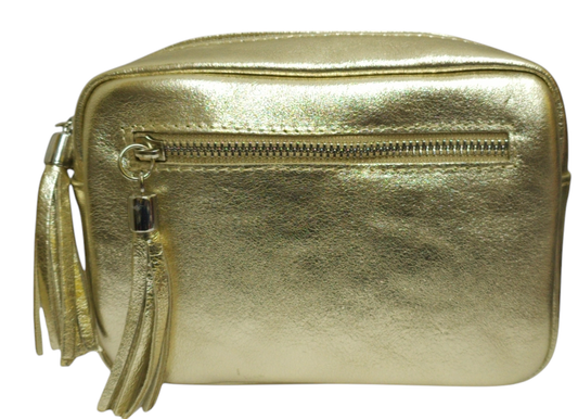 Strathurie - Leather Camera Bag Metallic Gold