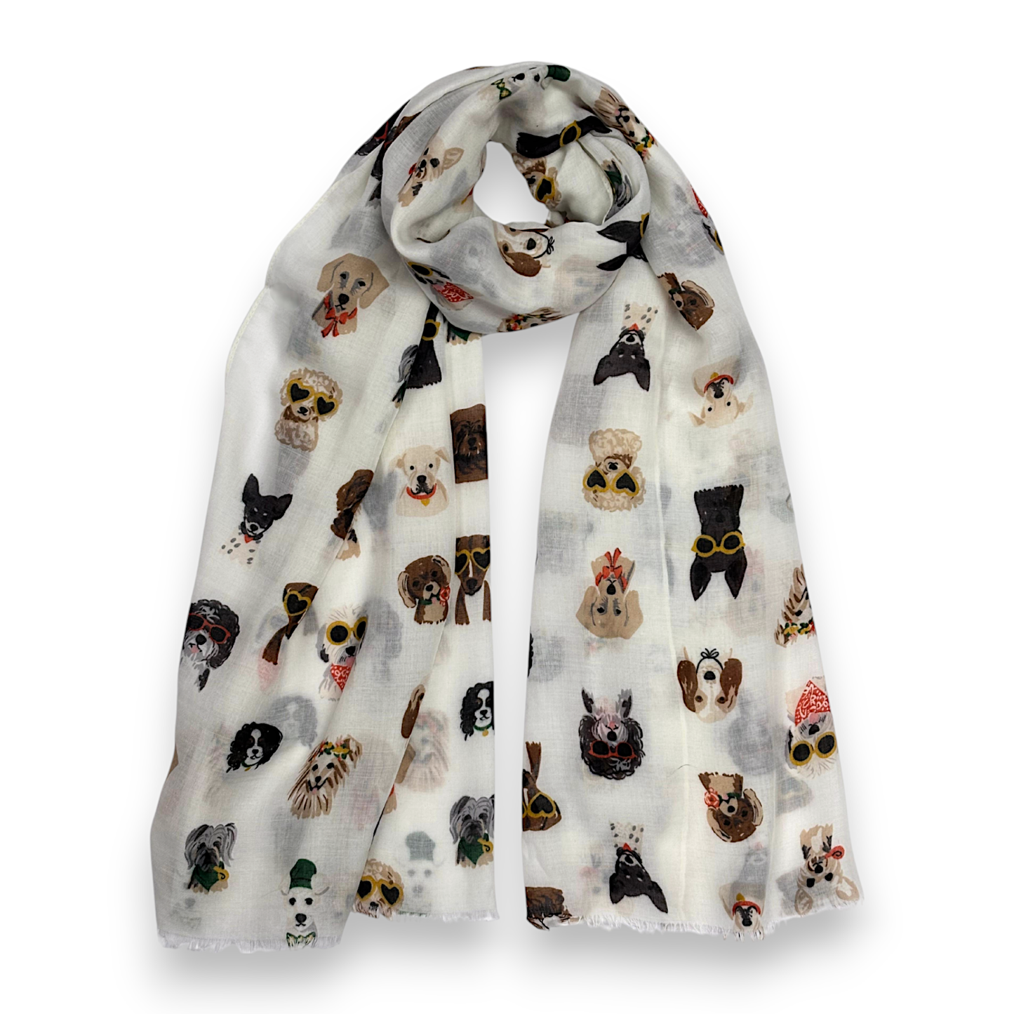 Lili Scarves - Summer Dogs Wearing Accessories Print Scarf: Pink