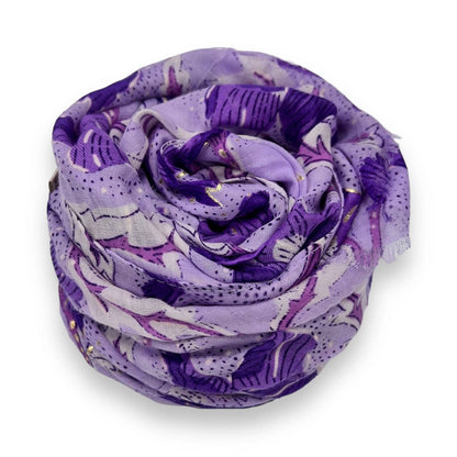 Lili Scarves - Summer Poppy Flower Print Scarf: Blue