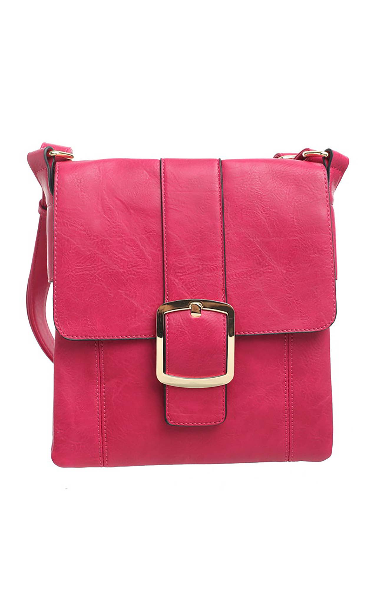 Bessie London - CLASSIC FLAP OVER BUCKLE CROSS BODY BAG: GREY
