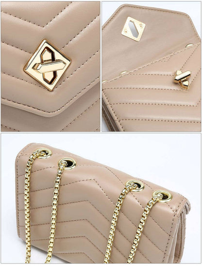 Crossbody bag with quilted pattern & twist turn lock: Blue