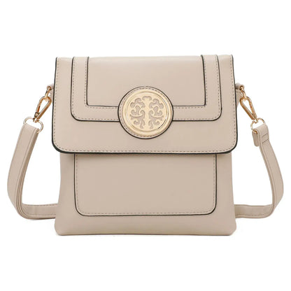 Small 3 Compartment Cross Body Bag Shoulder Bag- Cream