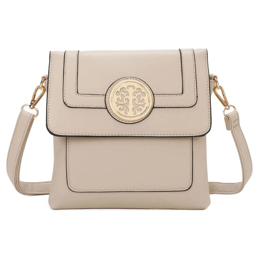 Small 3 Compartment Cross Body Bag Shoulder Bag- Cream