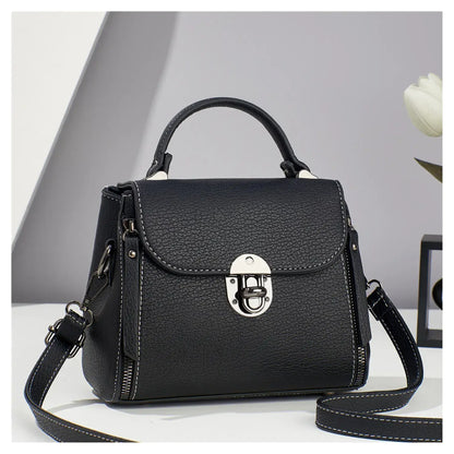 Small Front Clasp Open Top Handle Bag Shoulder Bag -MX47: White