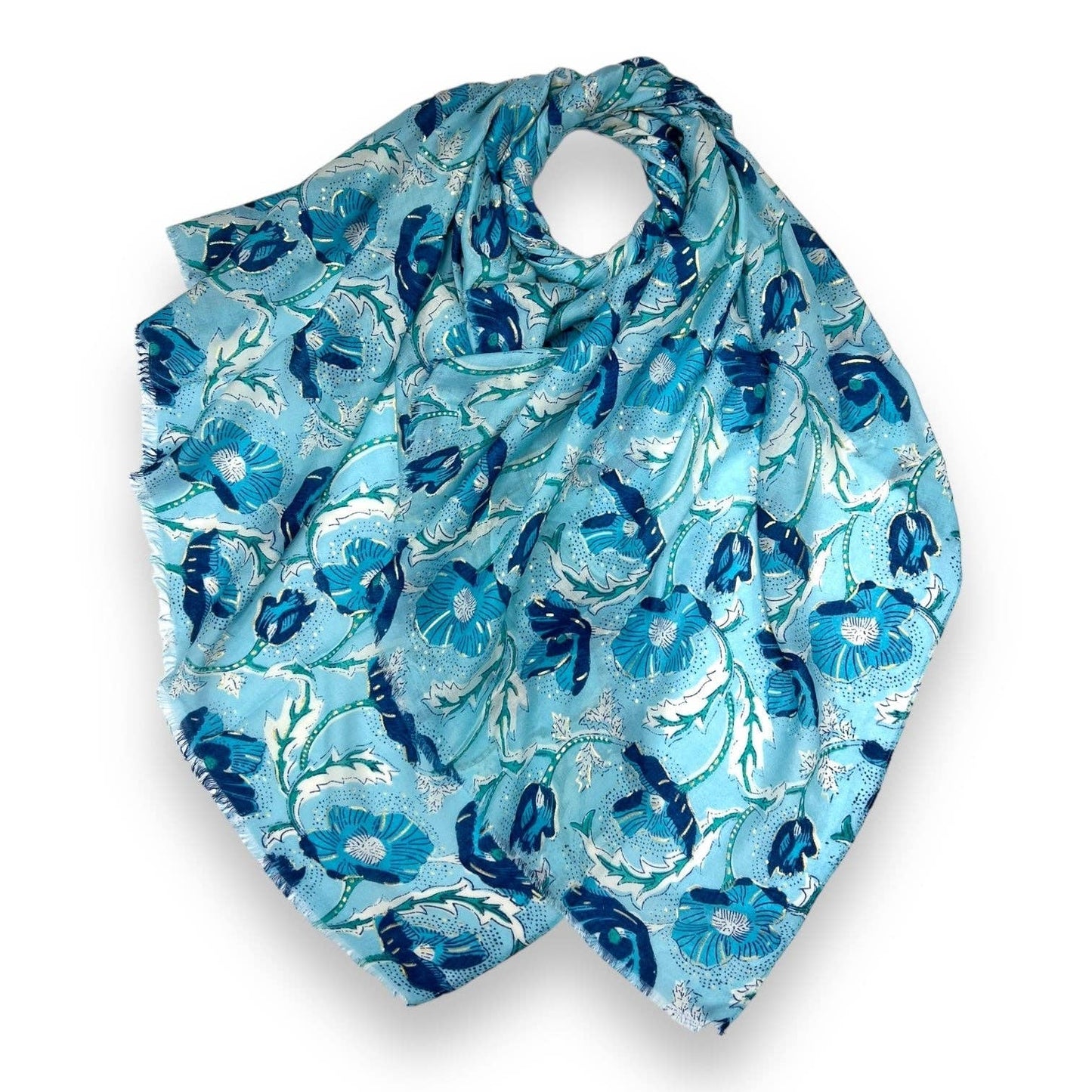 Lili Scarves - Summer Poppy Flower Print Scarf: Cream