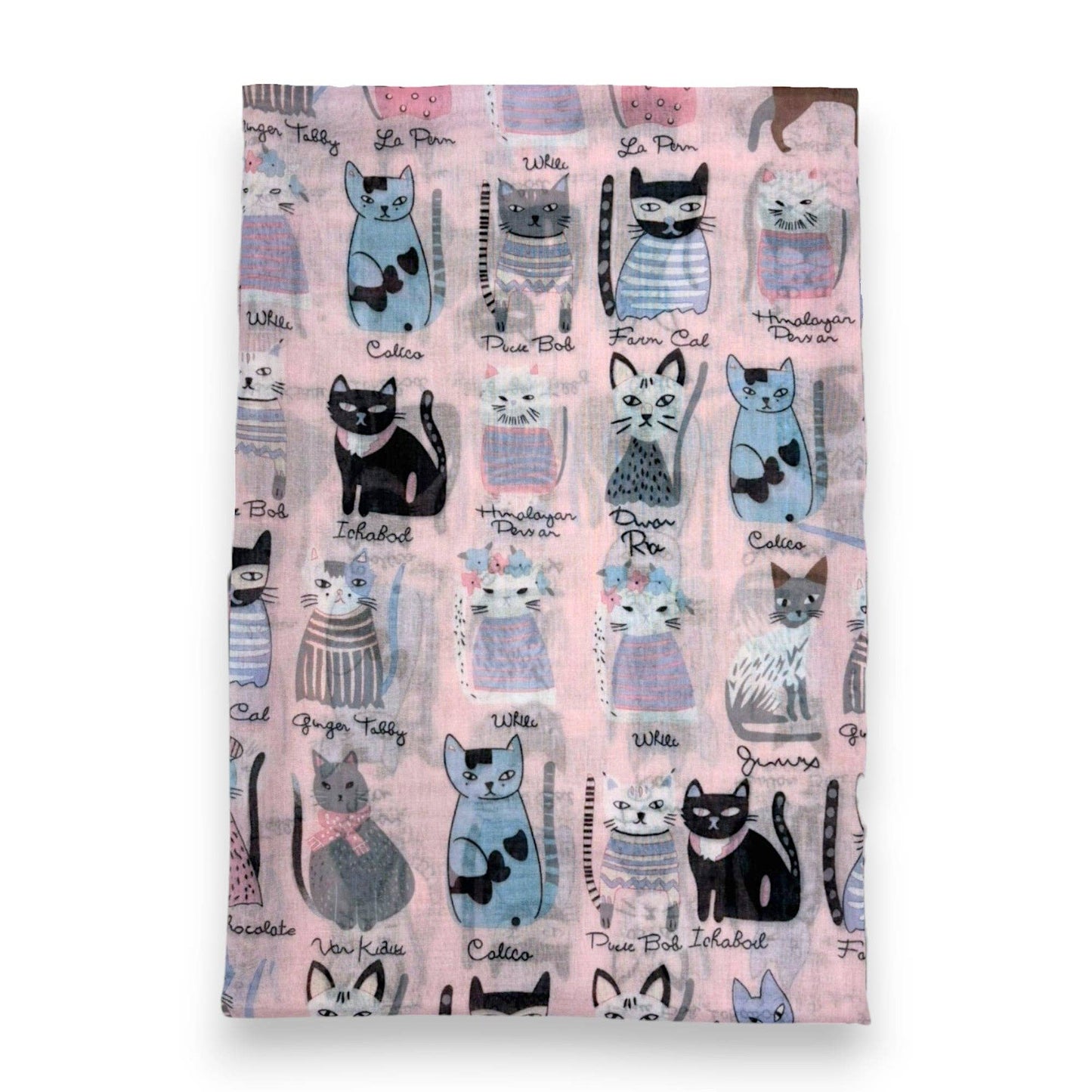 Lili Scarves - Mixed Cat Digital Print Scarf: Black