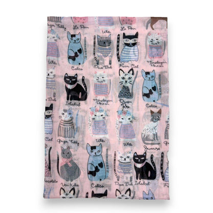Lili Scarves - Mixed Cat Digital Print Scarf: Black