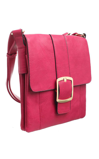 Bessie London - CLASSIC FLAP OVER BUCKLE CROSS BODY BAG: GREY