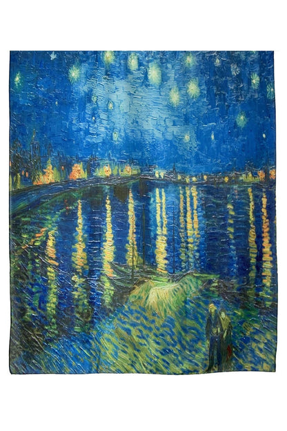 Van Gogh Starry Night Over The Rhone Silk Scarf: Multi