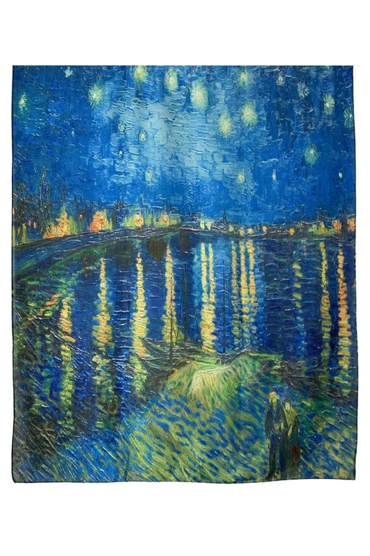 Van Gogh Starry Night Over The Rhone Silk Scarf: Multi