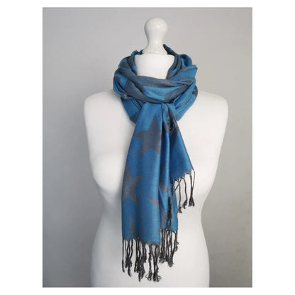 Super Soft Reversible Pashmina scarf /Shawl- Star Navy