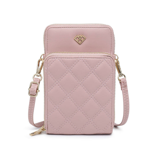 Quilted Pattern Two Zipped Sections Phone Bag/Purse: Black