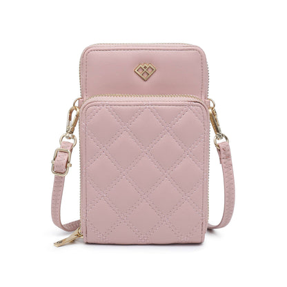 Quilted Pattern Two Zipped Sections Phone Bag/Purse: Blue