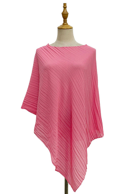 Fashion Scarf World - Plain Pleated Chiffon Cover Up: Red