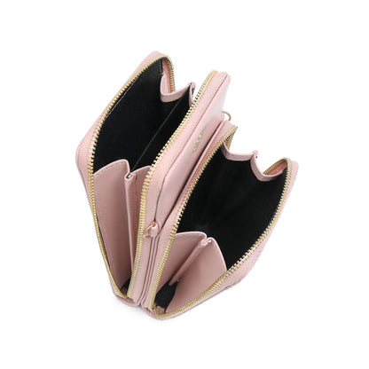 Quilted Pattern Two Zipped Sections Phone Bag/Purse: Black