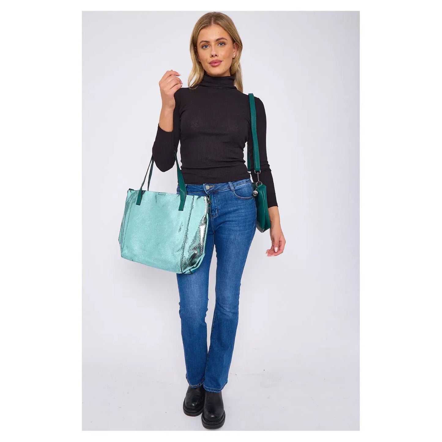 Superbia - Superbia  Shining Tote 2 in 1 Bag in Bag Travel Bag-9335: Silver