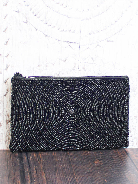 BEADED CLUTCH BAG - CIRCLE DESIGN