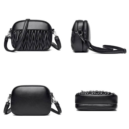 Superbia - Double Zipper Quilted Camera Bag Cross Body Bag Pewter: White