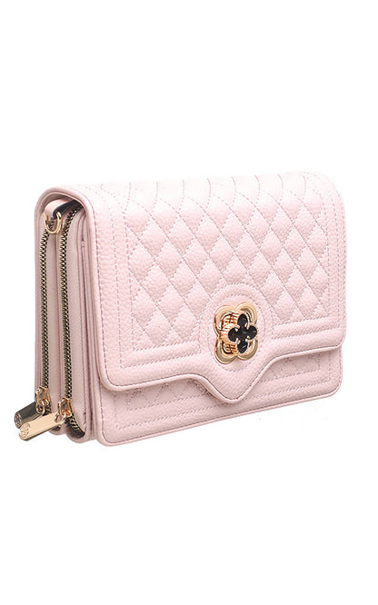 Bessie London - QUILTED FLAP OVER CROSS BODY BAG: Black