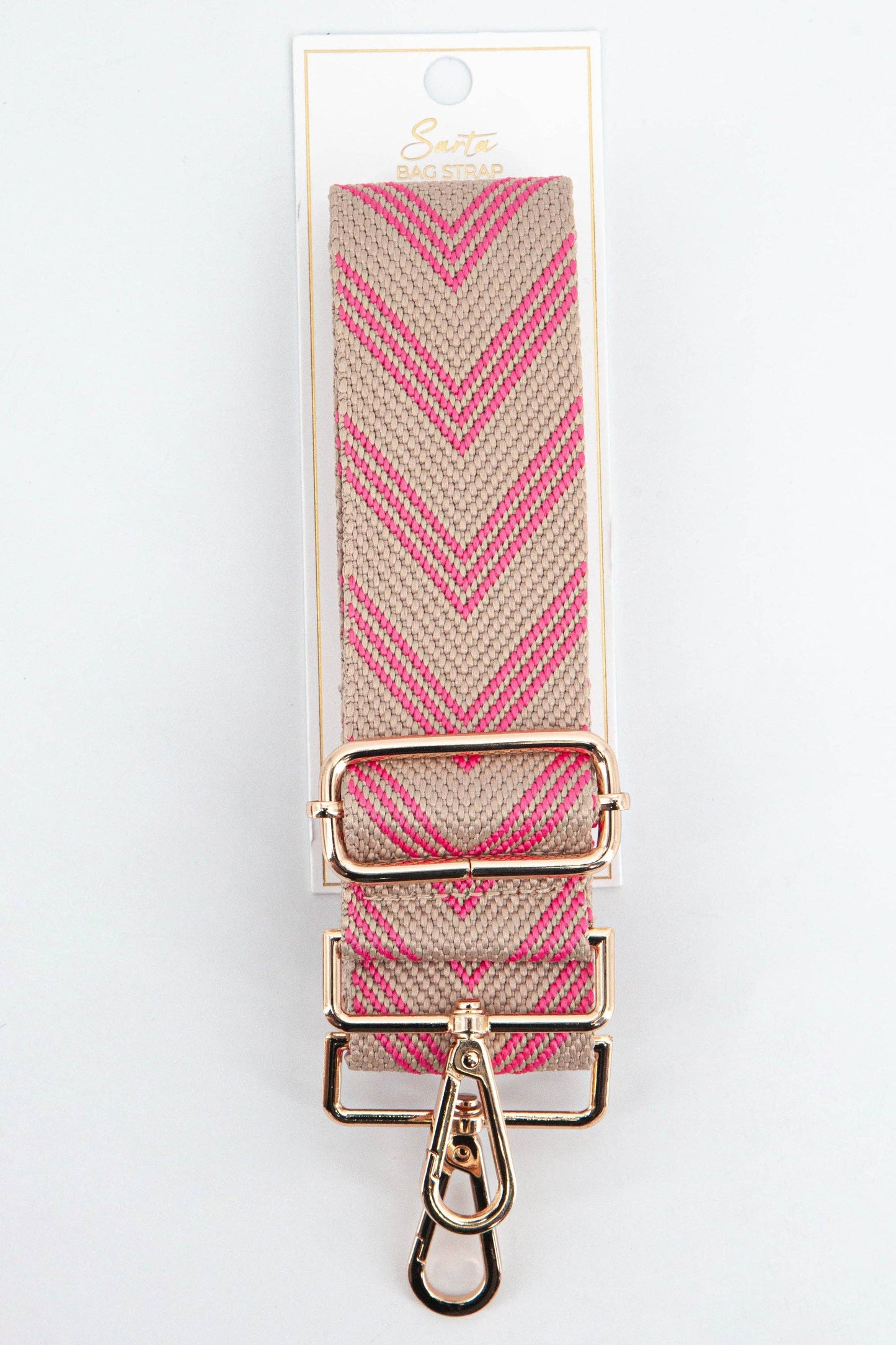 Sarta Accessories - Woven Two Tone Chevron Print Bag Strap in Pink: One-size