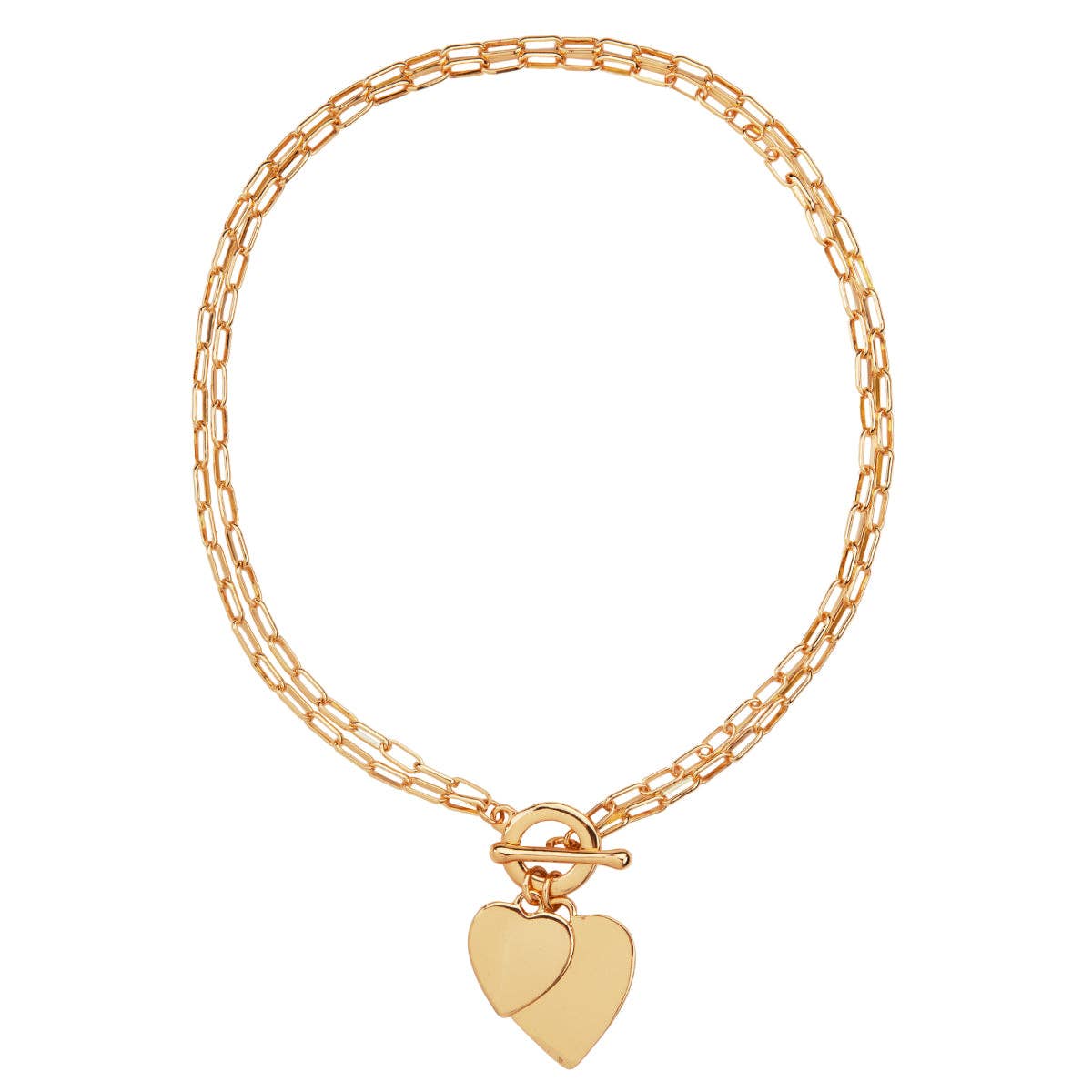 D&X Ltd - Sweetheart Gold Heart Chain Link Necklace: Gold & Rhodium Silver