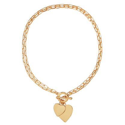 D&X Ltd - Sweetheart Gold Heart Chain Link Necklace: Gold & Rhodium Silver