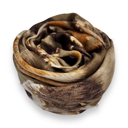 Lili Scarves - Colourful Zigzag Print with Small Flakes: Blue
